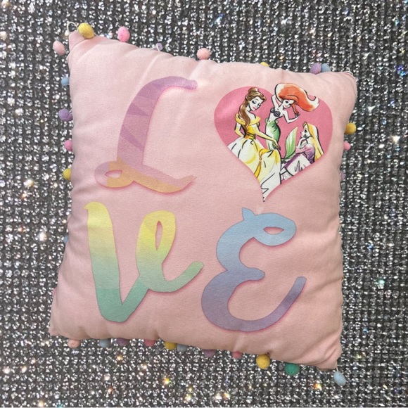Disney princess pillow ombré rainbow Pom poms pastel cute love belle y2k - Picture 4 of 8